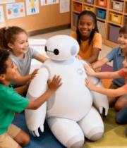 儿童与机器人互动场景3522#横屏 