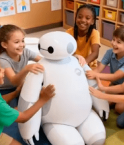 儿童与机器人互动场景3522#横屏 