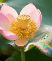 特写带水珠的荷花与荷叶9490#横屏 