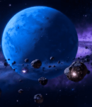 太空中星球与陨石景象14490#横屏 