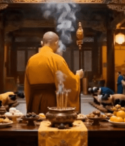 寺庙内和尚主持宗教仪式4676#横屏 