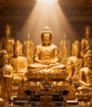 寺庙内佛像群全景12313#横屏 