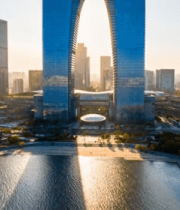 苏州东方之门城市风光航拍10873#横屏 