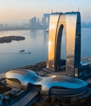 苏州东方之门航拍全景(1)8781#横屏 