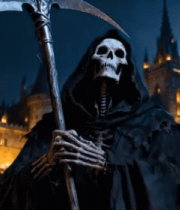 死神持镰刀于古堡月夜场景9192#横屏 