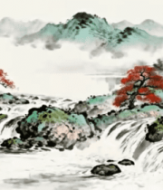 水墨山水国画风景素材11185#横屏 