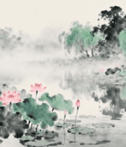 水墨荷塘古风风景13657#横屏 