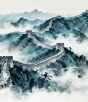 水墨风格中国长城风景9876#横屏 