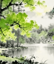 水墨山水自然风景画面7372#横屏 