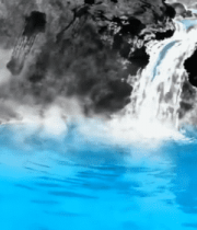 水墨风格瀑布流水景观13519#横屏 