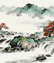 水墨山水国画风景素材11185#横屏 