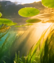 水下荷叶水草阳光景象3469#横屏 