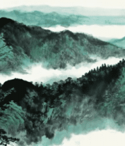 水墨风格山峦云海画面12881#横屏 