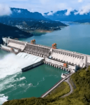 水电站大坝全景俯瞰素材10739#横屏 