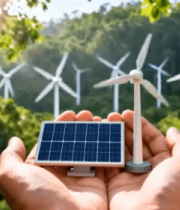 双手持太阳能板与风力发电机模型8628#横屏 