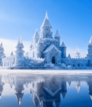 冬日冰雪城堡自然风光7141#横屏 