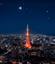 东京塔夜景鸟瞰全景3133#横屏 