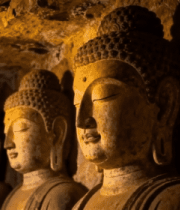 洞穴内佛像群素材15040#横屏 