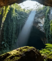 	 洞穴内自然景观绿植岩石1764#横屏 