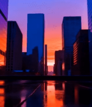 都市摩天大楼日落景观1251#横屏 