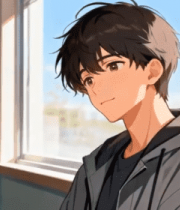 动漫男生室内窗边坐姿画面11644#横屏 