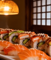 寿司三文鱼美食摆盘素材2632#横屏 