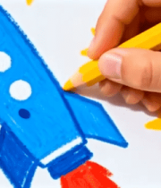 手绘画笔绘制火箭8414#横屏 