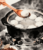 手绘煮汤圆画面1543#横屏 