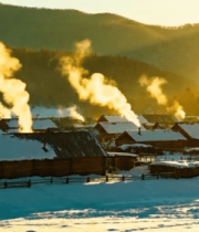 	 冬日山村雪景全景11680#横屏 