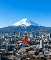 东京城市景观与富士山全景797#横屏 