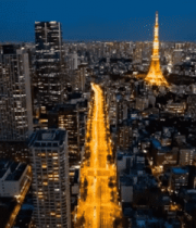 东京城市夜景俯瞰5067#横屏 