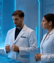 实验室医生查看人体结构影像6978#横屏 