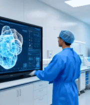 实验室医生查看心脏模型画面8186#横屏 