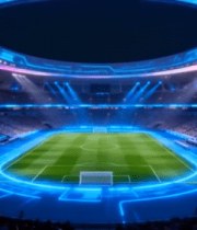 灯光璀璨的足球场全景10590#横屏 