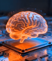 电路板上的发光大脑模型7975#横屏 