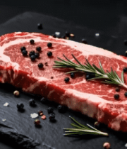 石板上摆放的新鲜牛排1433#横屏 