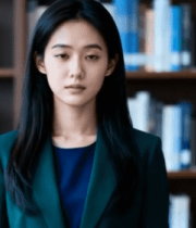 身着西装的女性站立于书架前11548#横屏 