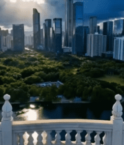 深圳城市高楼与绿地全景7391#横屏 