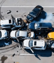 道路上多车相撞事故俯拍13545#横屏 