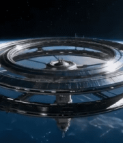 地球轨道上的环形太空站8477#横屏 