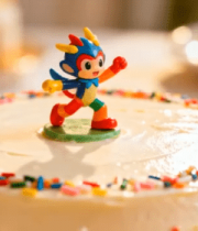 蛋糕上的卡通玩偶特写7258#横屏 