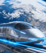 地球背景下的高铁穿梭画面10549#横屏 