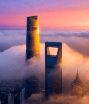 上海陆家嘴高楼云海航拍11826#横屏 