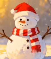 戴圣诞帽雪人雪地场景14616#横屏 
