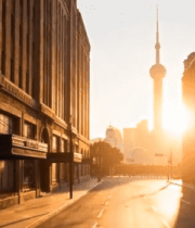 上海街道与东方明珠日出景象4890#横屏 