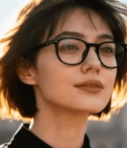 戴眼镜女子户外侧颜特写11984#横屏 