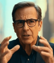 戴眼镜男子街头摊手表达4864#横屏 