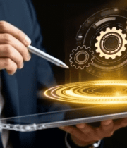 商务人士使用平板操作科技元素12681#横屏 