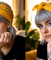 戴头巾纹身女孩特写5550#横屏 