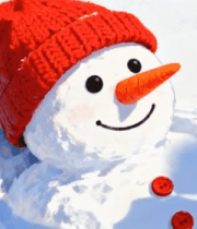 戴红帽雪人特写素材4210#横屏 